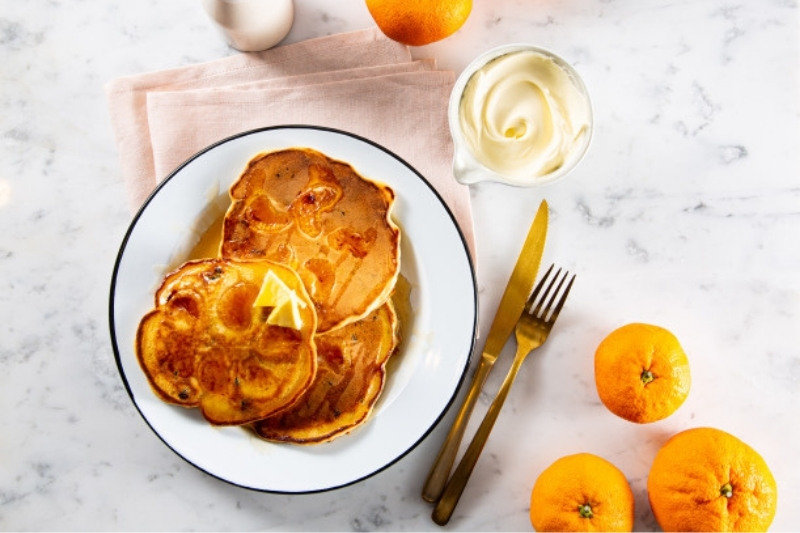 Mandarin Currant Pancakes